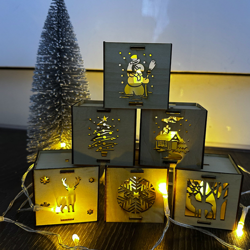 Wooden Laser Cut Tea Light Christmas Box 1