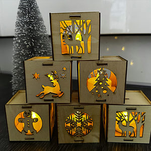 Wooden Laser Cut Tea Light Christmas Box 3
